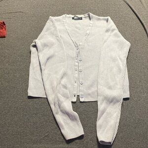 BRANDY MEVILLE Cream V Neck Button Down Sweater